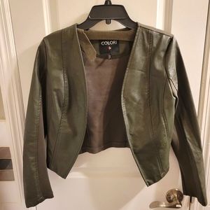 Faux trimmed leather jacket